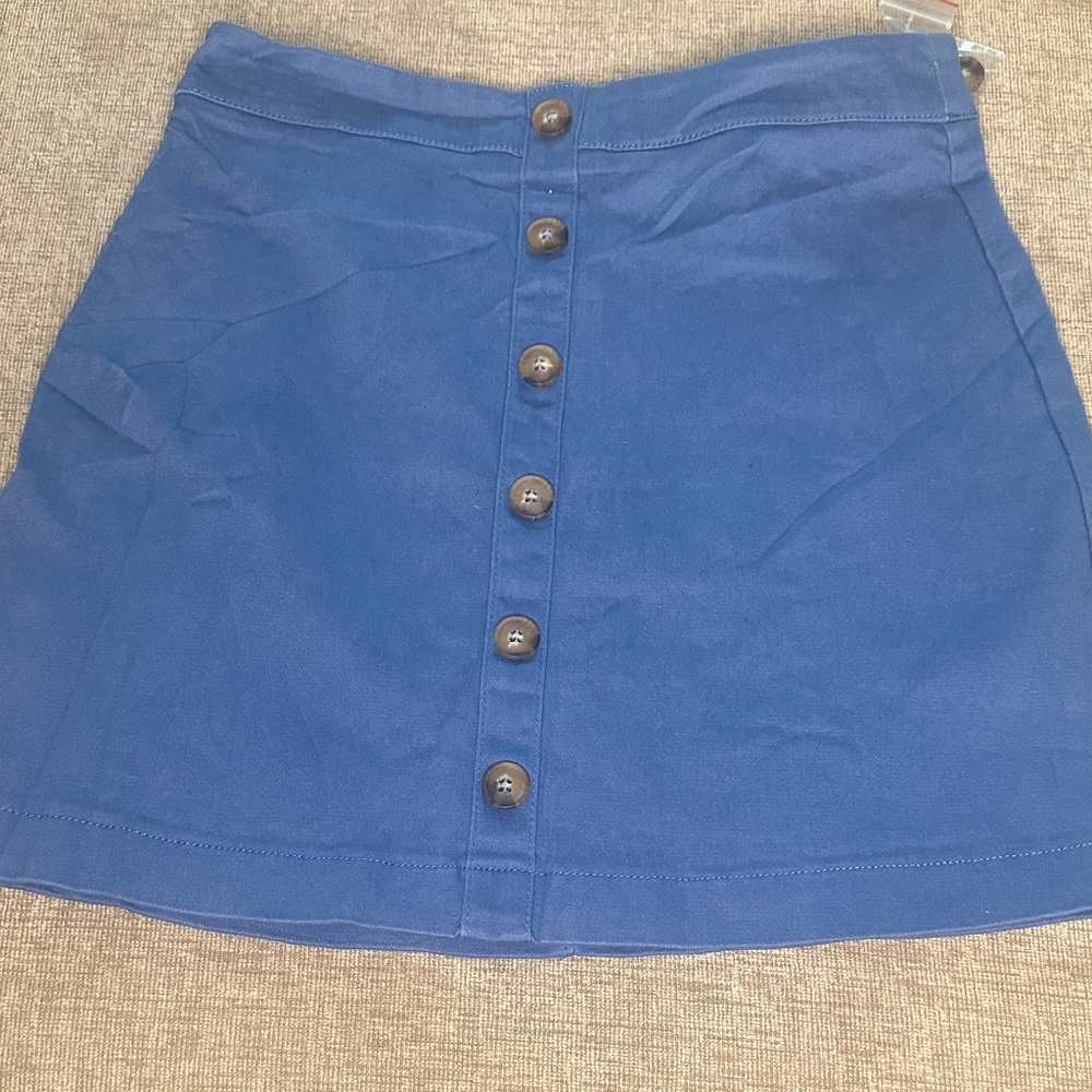 Forever 21 Blue A-Line Button-Front Skirt